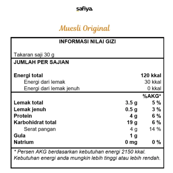 Safiya Muesli Fruit & Seed 1 Kg Sereal Sehat Original Diet - Image 5