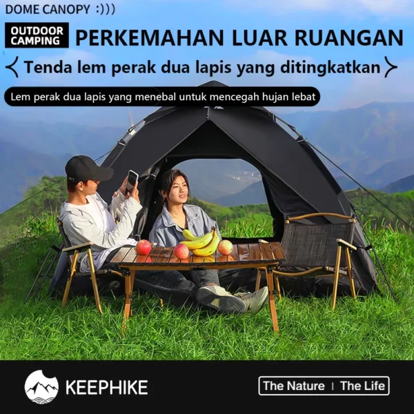 KEEPHlKE tenda dua lapis untuk luar ruangan portabel lipat untuk berkemah semalam tahan hujan menebal sepenuhnya otomatis untuk luar - Image 7