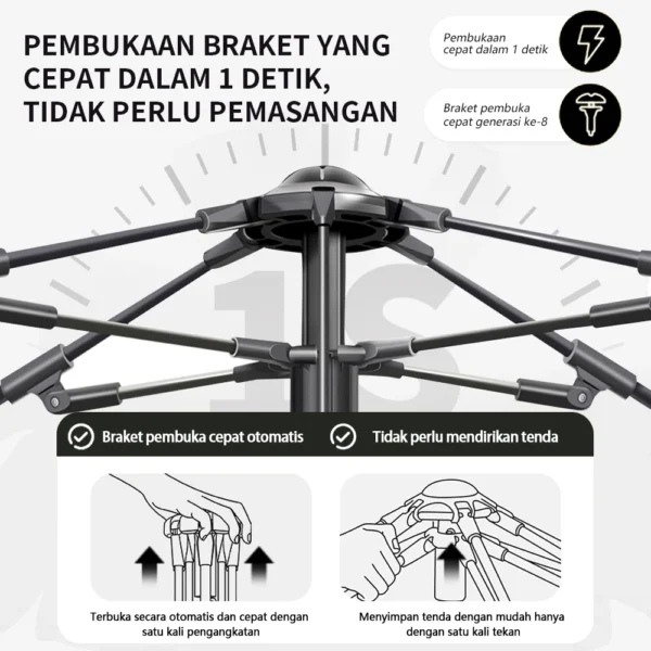 KEEPHlKE tenda dua lapis untuk luar ruangan portabel lipat untuk berkemah semalam tahan hujan menebal sepenuhnya otomatis untuk luar - Image 6