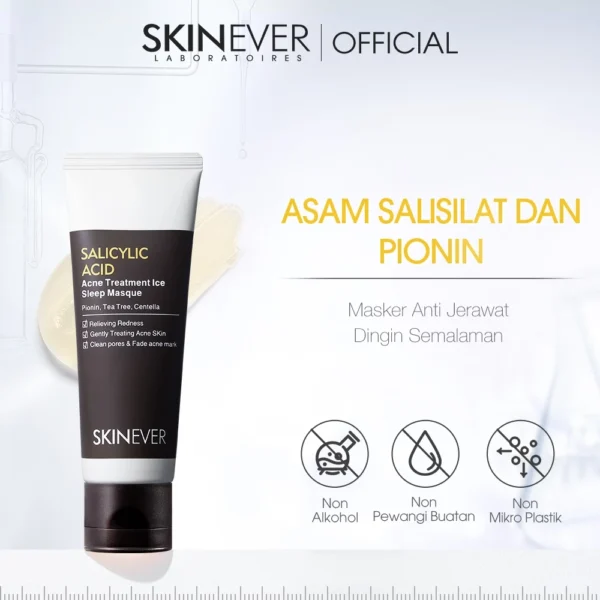 SKINEVER Salicylic Acid Acne Treatment Ice Sleep Masque Acne Soothes and Anti-Acne Skin Leave-on Masker Wajah Mud Mask Eksfoliasi - Image 2