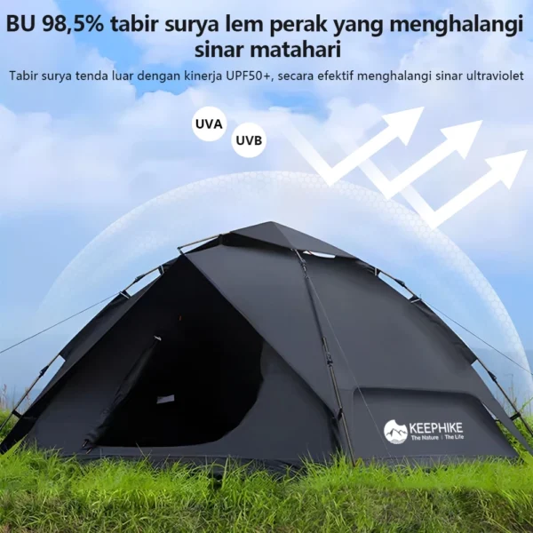 KEEPHlKE tenda dua lapis untuk luar ruangan portabel lipat untuk berkemah semalam tahan hujan menebal sepenuhnya otomatis untuk luar - Image 3