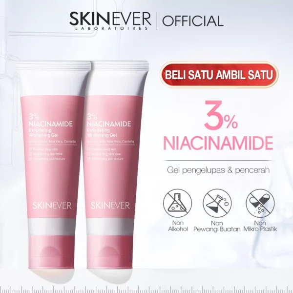 SKINEVER beli satu gratis satu 3% Niacinamide Exfoliating Whitening Gel Exfoliating Whitening Deep Cleansing 55ML