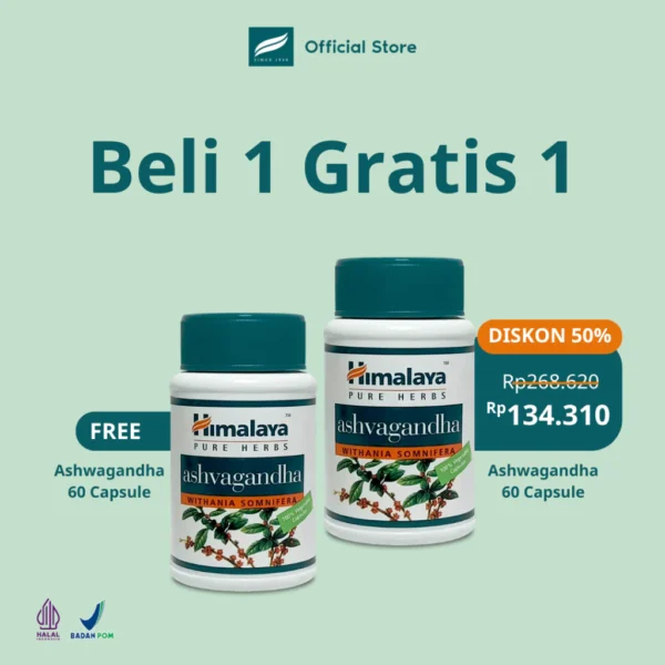 Buy 1 Get 1 | Himalaya Ashwaganda 60 Kapsul - Bantu Atasi Stress dan Anxiety