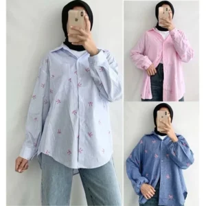 IL – Blouse Ribon Salur Motif Pita Wanita / Kasual Outfit Kekinian