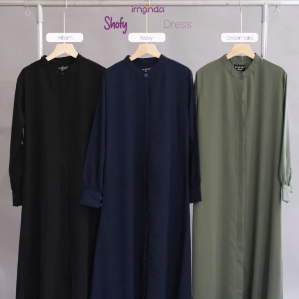 Irnanda Gamis Shofy Dress Outer Polos Wanita Dewasa Remaja Premium Simple Full Kancing Depan Busui Friendly Adem Lembut Bahan - Image 2