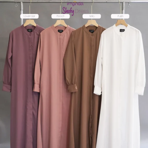 Irnanda Gamis Shofy Dress Outer Polos Wanita Dewasa Remaja Premium Simple Full Kancing Depan Busui Friendly Adem Lembut Bahan - Image 6