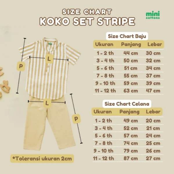 Minicottons Setelan Koko Salur Striped Anak Set 1-12 thn / Kurta Set / Koko Set - Image 2