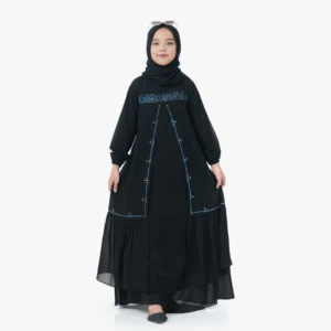 Zaskia Dress Gamis Anak Perempuan Usia 5Th-13Th Bahan Ceruty Babydoll Mix Swaroski Baju Lebaran 2025