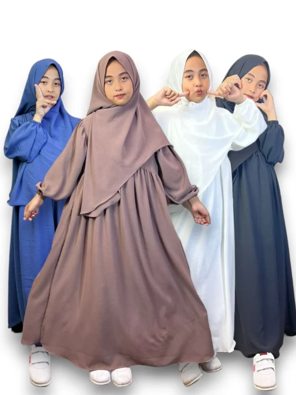 Amie Khayr Official Rumi Set Kids Gamis Anak Perempuan Usia 3Th Sampai 12Th Baju Muslim Lebaran 2025
