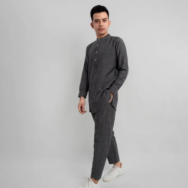 KATSAE - HAZMY Baju Koko Pria Dewasa Kemeja Koko Pria One SET Lengan Panjang Katun Zakat Premium - Image 2