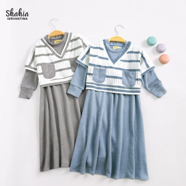 Shahia Servantina - Nicci 2 in 1 Dress Knit Gamis Anak Perempuan - Image 2