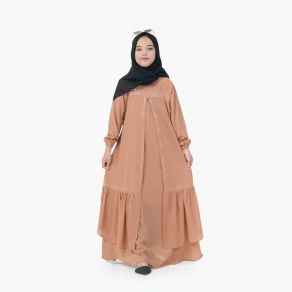 Zaskia Dress Gamis Anak Perempuan Usia 5Th-13Th Bahan Ceruty Babydoll Mix Swaroski Baju Lebaran 2025 - Image 3