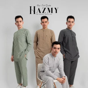 KATSAE – HAZMY Baju Koko Pria Dewasa Kemeja Koko Pria One SET Lengan Panjang Katun Zakat Premium