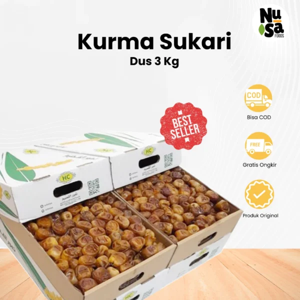 Kurma Sukari Dus 3 Kg Kurma Raja Lembut Legit Manis Best Seller Dates Original Premium - Image 3