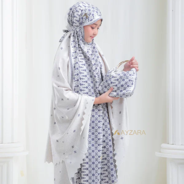 AYZARA - Mukena Anak Silk Motif Mewah Aleeya Series - Image 5