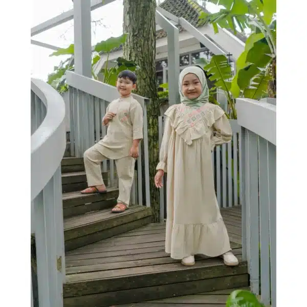 Yobebee Setelan Kurta Ali Anak Laki Laki Usia 2 3 4 6 8 10 12 Tahun Baju Muslim One Set Koko Eid Raya Series Couple Baju Lebaran - Image 6