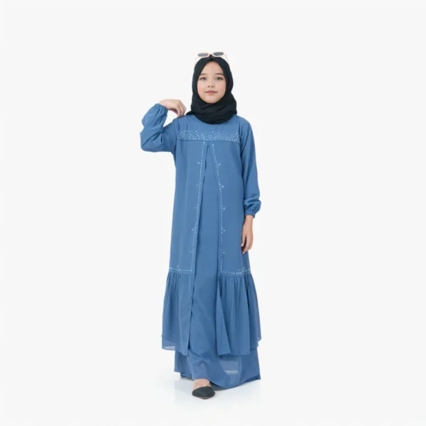 Zaskia Dress Gamis Anak Perempuan Usia 5Th-13Th Bahan Ceruty Babydoll Mix Swaroski Baju Lebaran 2025 - Image 5