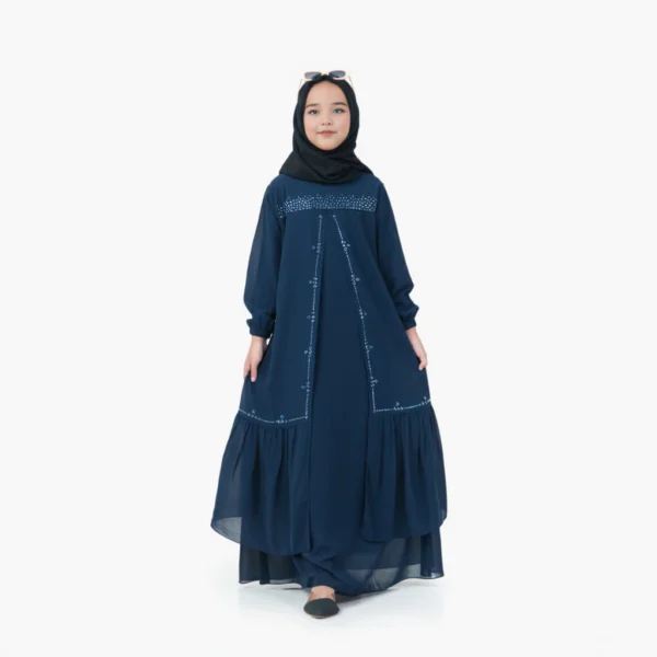 Zaskia Dress Gamis Anak Perempuan Usia 5Th-13Th Bahan Ceruty Babydoll Mix Swaroski Baju Lebaran 2025 - Image 6