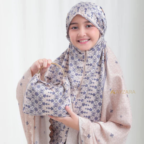 AYZARA - Mukena Anak Silk Motif Mewah Aleeya Series