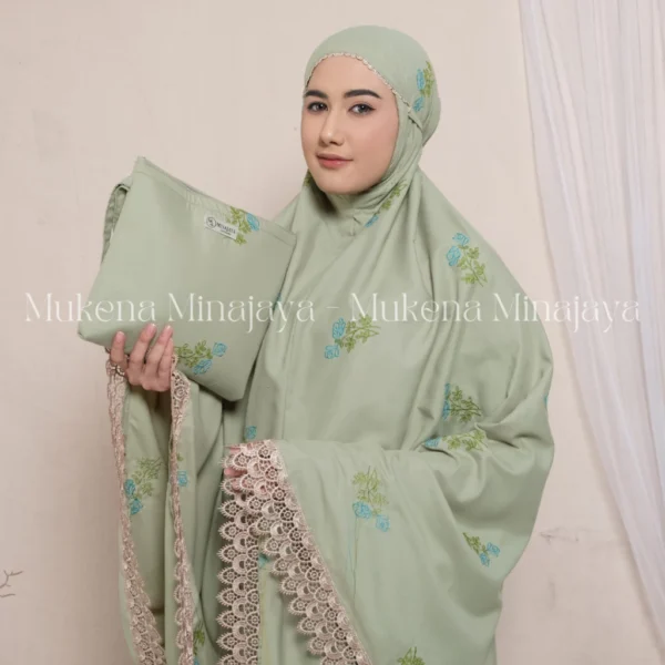 MINAJAYA - Mukena Dewasa Renda Bordir Motif Tabur Tulip Katun - Image 6