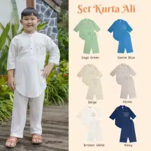 Yobebee Setelan Kurta Ali Anak Laki Laki Usia 2 3 4 6 8 10 12 Tahun Baju Muslim One Set Koko Eid Raya Series Couple Baju Lebaran