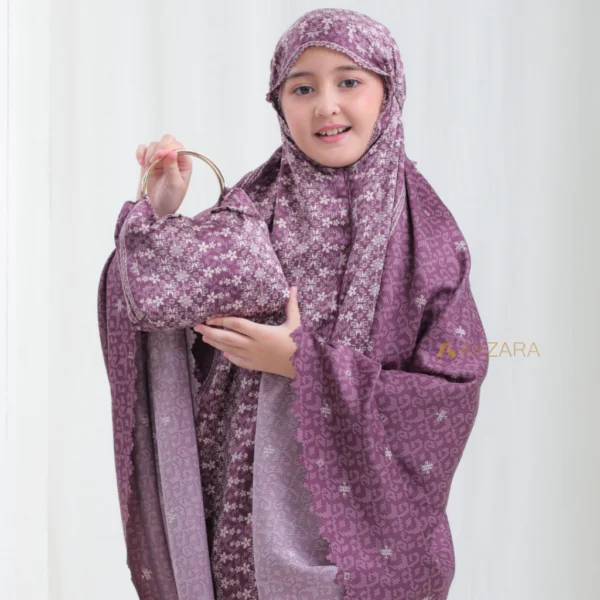 AYZARA - Mukena Anak Silk Motif Mewah Aleeya Series - Image 9