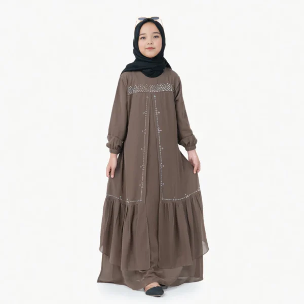 Zaskia Dress Gamis Anak Perempuan Usia 5Th-13Th Bahan Ceruty Babydoll Mix Swaroski Baju Lebaran 2025 - Image 7