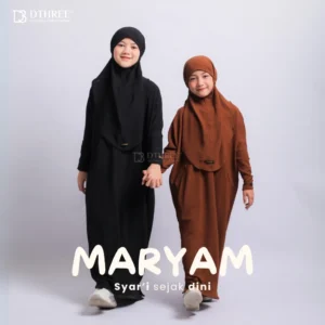 Dthree – Abaya Anak Maryam Series ( Nespresso & Hitam ) Set Kids Syari Baju Gamis Anak Perempuan