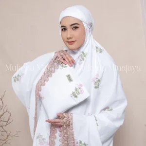 MINAJAYA – Mukena Dewasa Renda Bordir Motif Tabur Tulip Katun