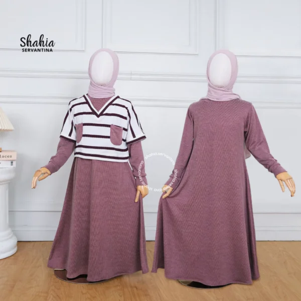 Shahia Servantina - Nicci 2 in 1 Dress Knit Gamis Anak Perempuan - Image 5