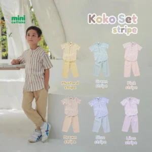 Minicottons Setelan Koko Salur Striped Anak Set 1-12 thn / Kurta Set / Koko Set