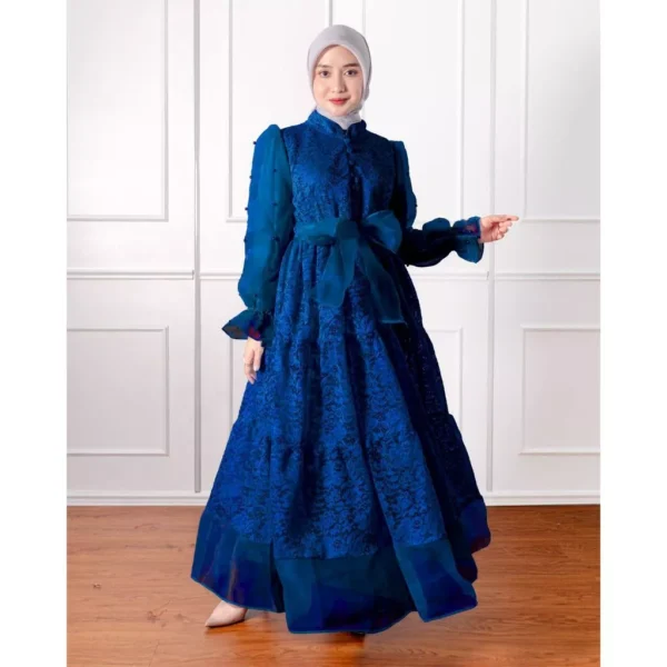 Redlove - Gamis / Baju Muslim / Dress Moana Brukat Mix Organza Mutiara - Image 2