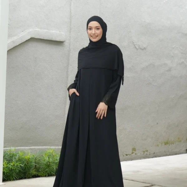 TUBITA - Meena Lace Abaya Gamis Haji dan Umroh Polos Wanita Elegan All Color - Image 3