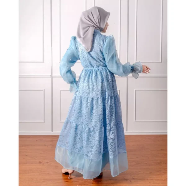 Redlove - Gamis / Baju Muslim / Dress Moana Brukat Mix Organza Mutiara - Image 10