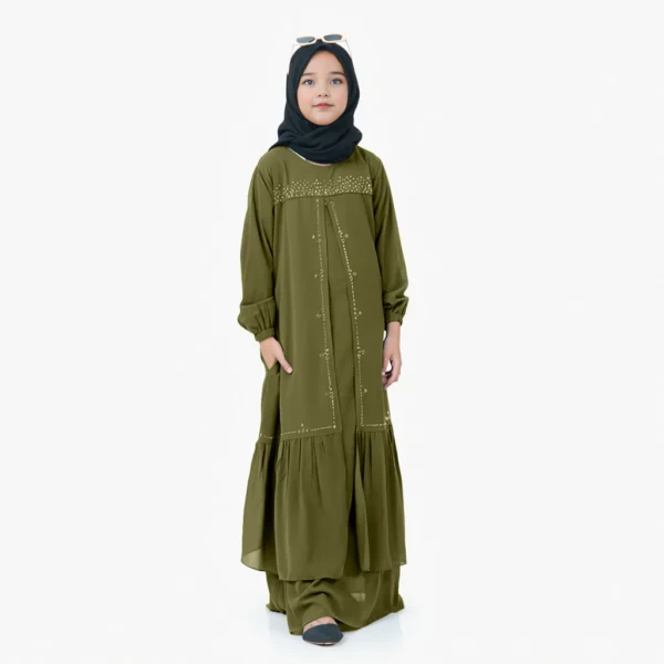 Zaskia Dress Gamis Anak Perempuan Usia 5Th-13Th Bahan Ceruty Babydoll Mix Swaroski Baju Lebaran 2025 - Image 8