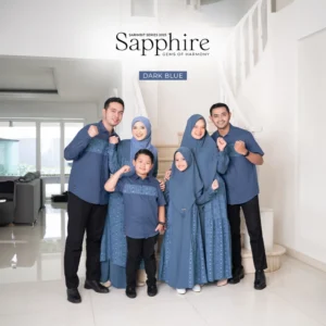 SARIMBIT 2025 SAPPHIRE SERIES – DARK BLUE – Family Set Keluarga / Baju Lebaran Keluarga Muslim