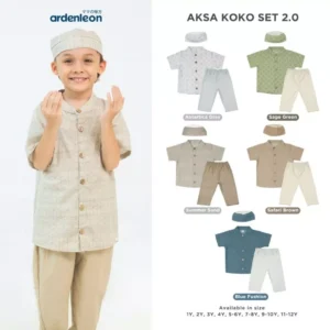 ARDENLEON Setelan Koko Anak Raya Aksa Koko Set