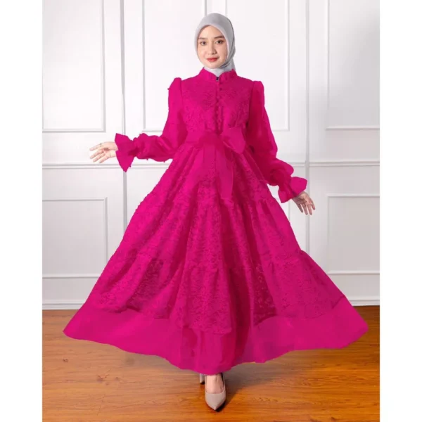 Redlove - Gamis / Baju Muslim / Dress Moana Brukat Mix Organza Mutiara - Image 8