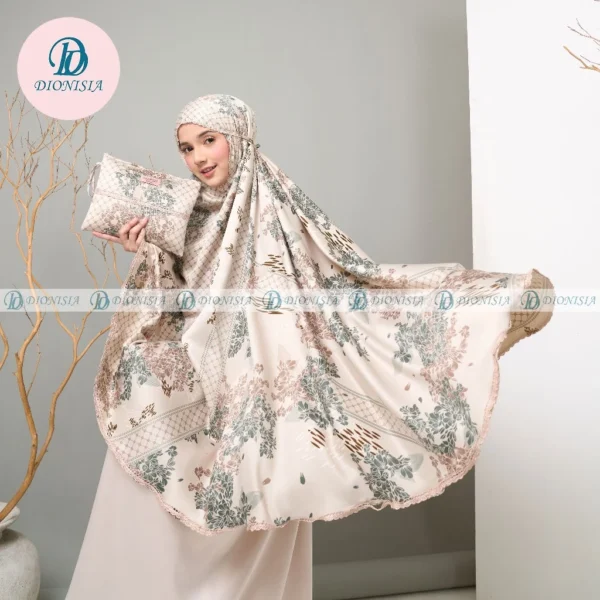 DIONISIA Mukena Dewasa Silky Jumbo Travel Mukenah Model 2 in 1 Naura - Image 4