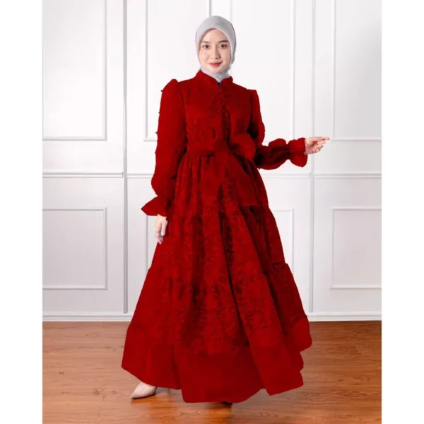 Redlove - Gamis / Baju Muslim / Dress Moana Brukat Mix Organza Mutiara - Image 3