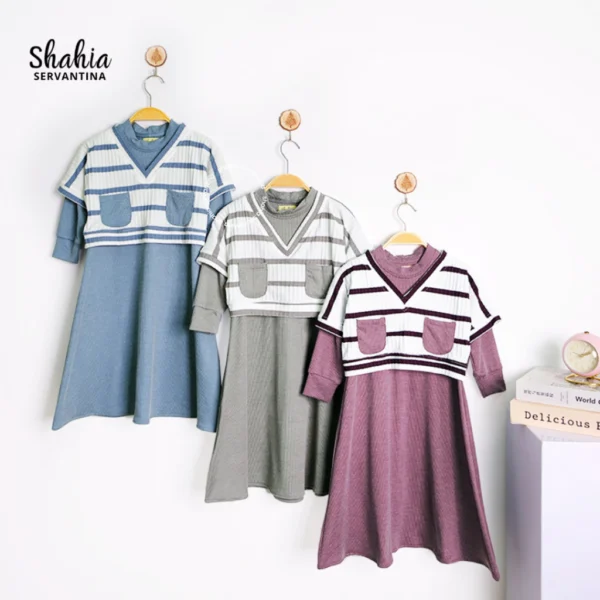 Shahia Servantina - Nicci 2 in 1 Dress Knit Gamis Anak Perempuan - Image 9
