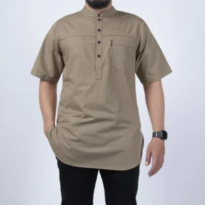 KHOIRUMMAH Kurta Hamzah Dewasa | Baju Muslim Pria Dewasa Tangan Pendek – Cream