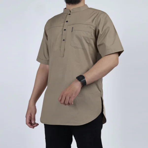 KHOIRUMMAH Kurta Hamzah Dewasa | Baju Muslim Pria Dewasa Tangan Pendek - Cream - Image 7