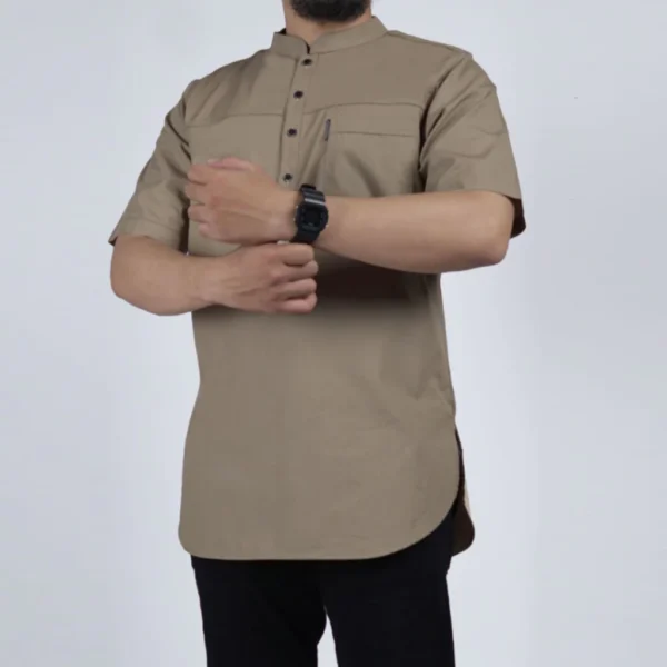 KHOIRUMMAH Kurta Hamzah Dewasa | Baju Muslim Pria Dewasa Tangan Pendek - Cream - Image 8