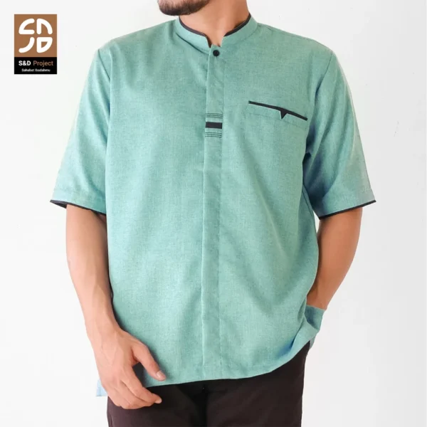 S&D Project Baju Koko Katun Madinah Polos Lengan Pendek Ukuran M L XL 2XL 3XL 4XL - Warna Cokelat - Image 2