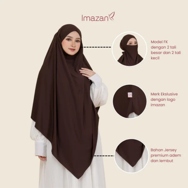 IMAZAN Hijab French Khimar Instan Syari Jumbo Jersey 4 in 1 Bisa Cadar Saida Series Umroh - Image 2