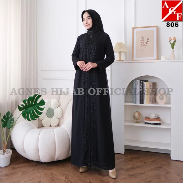 Agnes Hijab - Gamis Putih Baju Lebaran 2025 Terbaru Dress Muslim Kekinian Abaya Putih Mewah 805 - Image 5