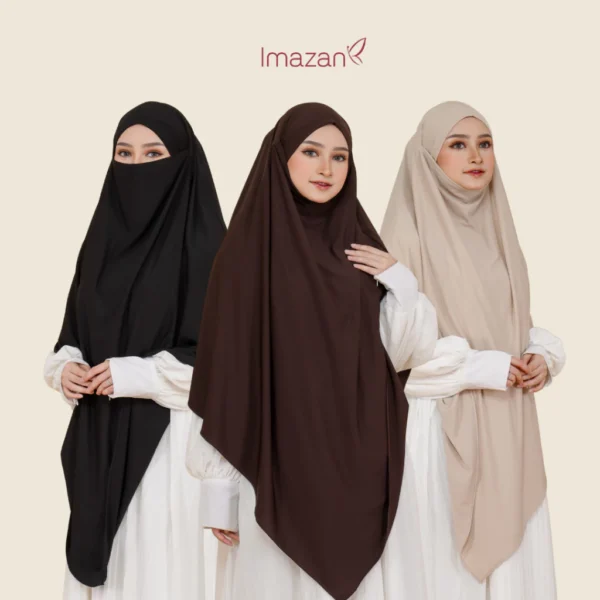 IMAZAN Hijab French Khimar Instan Syari Jumbo Jersey 4 in 1 Bisa Cadar Saida Series Umroh - Image 4