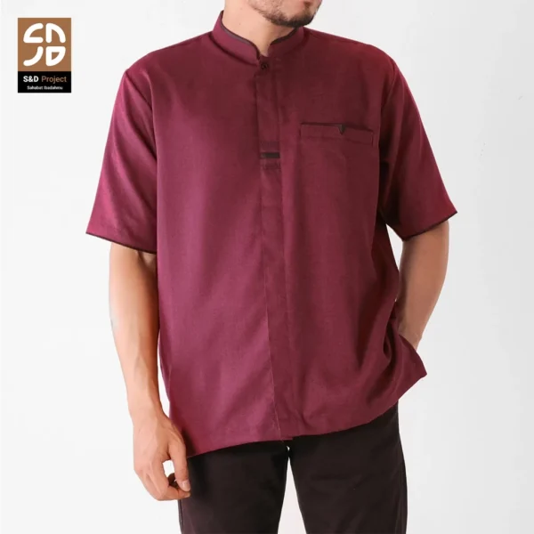 S&D Project Baju Koko Katun Madinah Polos Lengan Pendek Ukuran M L XL 2XL 3XL 4XL - Warna Cokelat - Image 10