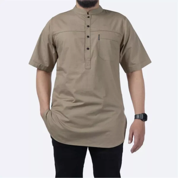 KHOIRUMMAH Kurta Hamzah Dewasa | Baju Muslim Pria Dewasa Tangan Pendek - Cream - Image 10